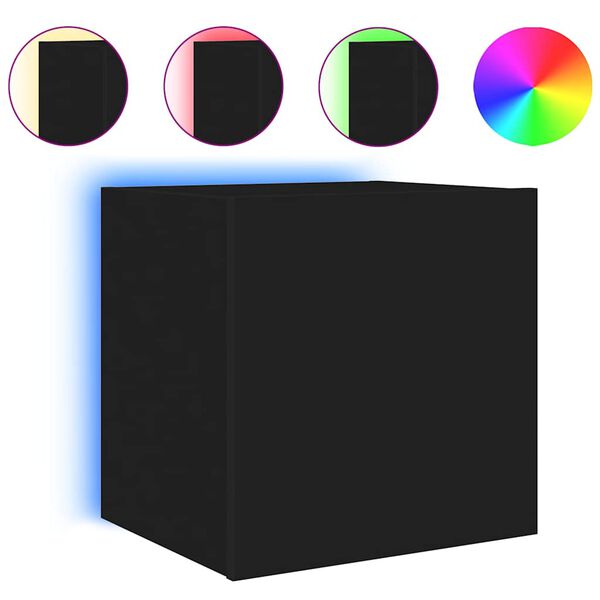 vidaXL TV galdiņ&scaron; ar LED lampiņām, melni, 40,5x35x40 cm