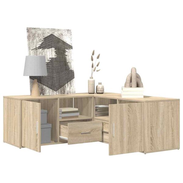 vidaXL stūra skapītis, ozolkoka krāsa, 200x40x45 cm, inženierijas koks