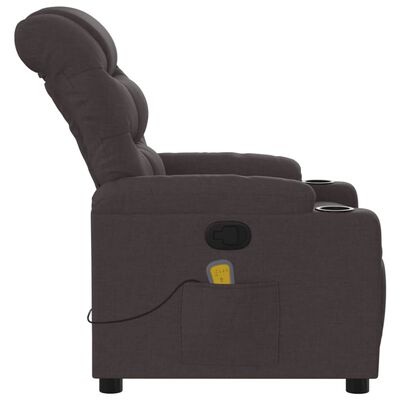 vidaXL masāžas krēsls, atgāžams, tumši brūns audums