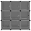 vidaXL skapītis ar durvīm, 9 kubveida nodalījumi, melns, plastmasa