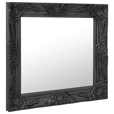 vidaXL baroka stila sienas spogulis, 60x60 cm, melns