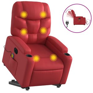 vidaXL elektrisks masāžas krēsls, paceļams, sarkana mākslīgā āda