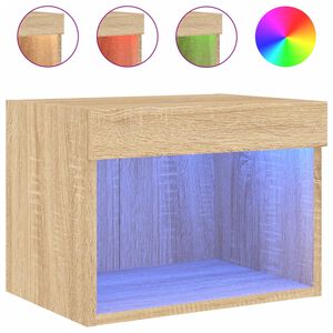 vidaXL sienas naktsskapītis ar LED, ozolkoka krāsa