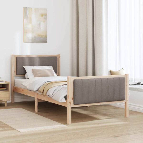 vidaXL Gultas rāmis Braun un taupe 90 x 190 cm Priedes masīvkoks