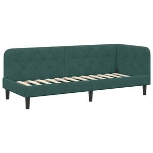 vidaXL Stūra gultas rāmis Tum&scaron;i zaļ&scaron; 80 x 200 cm Samts