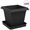 vidaXL Augu podi 24 gab. Melns Plastmasa