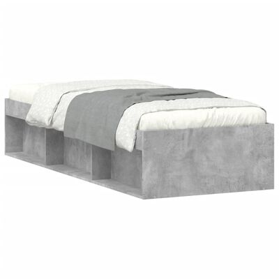 vidaXL gultas rāmis, betona pelēks, 75x190 cm