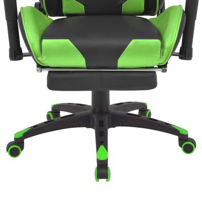 vidaXL atgāžams biroja krēsls ar kāju balstu, melns ar zaļu