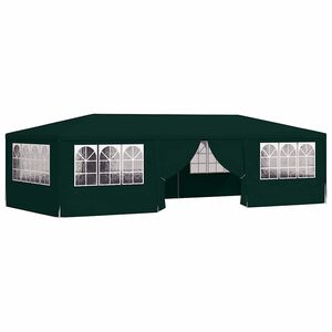 vidaXL dārza nojume ar sānu sienām, profesionāla, 4x9 m, zaļa, 90 g/m&sup2;