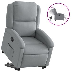 vidaXL elektrisks atpūtas krēsls paceļams/atgāžams gai&scaron;i pelēks audums