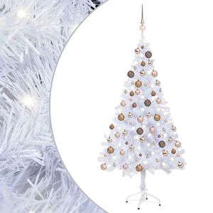 vidaXL mākslīgā Ziemassvētku egle ar rotājumiem, 120 cm, 230 zari