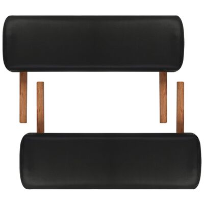 vidaXL masāžas galds, saliekams, 3 daļas, koka rāmis, melns