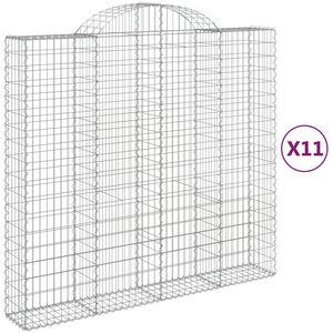 vidaXL arkveida gabiona grozi, 11gb., 200x50x180/200cm, cinkota dzelzs