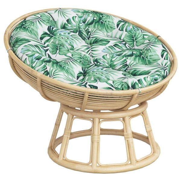 vidaXL krēslu spilvens, apaļ&scaron;, &Oslash;100 x11 cm, audums, lapu apdruka