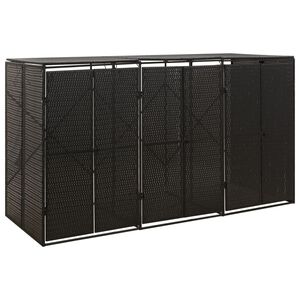 vidaXL trīsdaļīga nojume atkritumu konteineram, melna, 207x80x117 cm