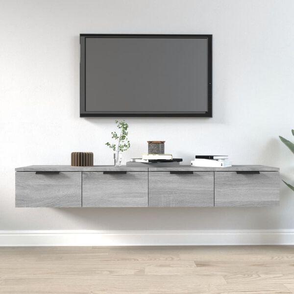 vidaXL sienas skapī&scaron;i, 2 gab., pelēki, 68x30x20 cm, inženierijas koks