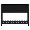 vidaXL puķu kaste ar plauktu, melna, 111,5x34,5x81, priedes masīvkoks