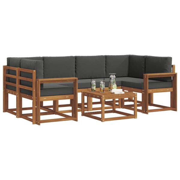 vidaXL Āra dīvānu komplekts ar spilvenu 7 pcs Dabisks un antracīts