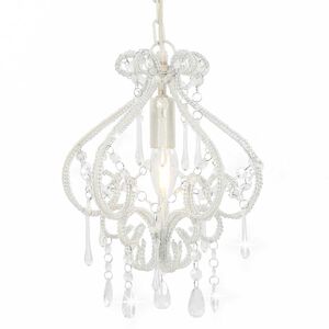 vidaXL lustra ar pērlītēm, balta, apaļa, E14