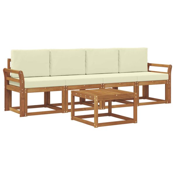 vidaXL Āra dīvānu komplekts ar spilvenu 5 pcs Dabisks un krējuma