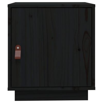 vidaXL naktsskapītis, melns, 40x34x45 cm, priedes masīvkoks