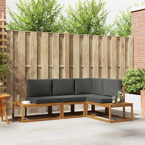 vidaXL Āra dīvānu komplekts ar spilvenu 4 Gabals Dabisks un antracīts