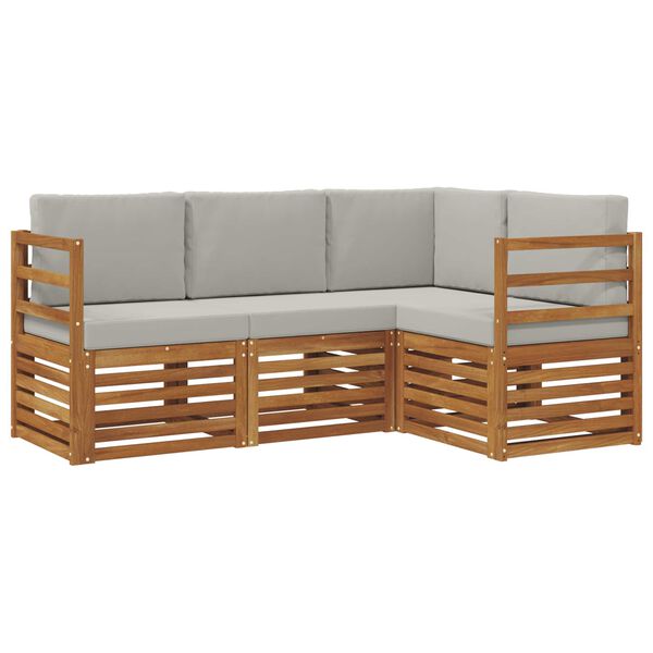 vidaXL Dīvāna komplekti ar spilvenu 4 pcs Dabīgs un gai&scaron;i pelēks