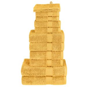 vidaXL dvieļu komplekts SOLUND, 12 gab., zelta krāsā, 600 gsm