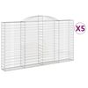 vidaXL arkveida gabiona grozi, 5 gb., 300x30x160/180cm, cinkota dzelzs