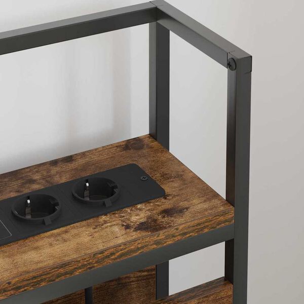 vidaXL Uzglabā&scaron;anas galvas balsts ar plauktu Dūmakaina ozolkoka 200 cm