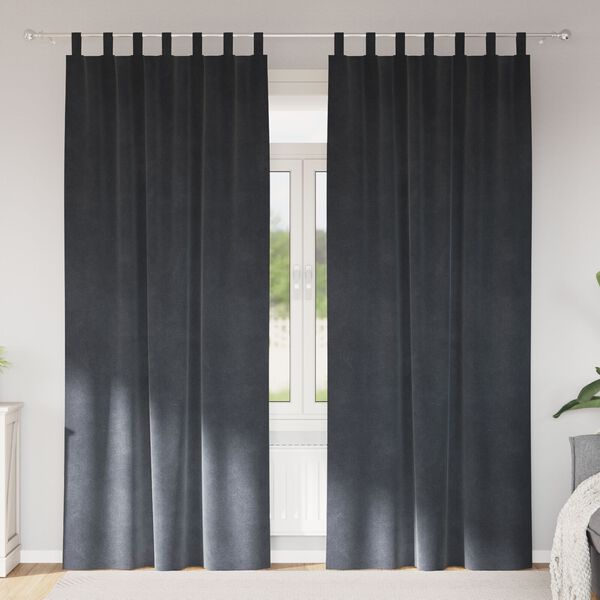vidaXL Aptum&scaron;ojo&scaron;ie aizkari 2 pcs Gai&scaron;i pelēks 140 x 225 cm Samts