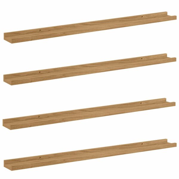 vidaXL Sienas plaukts 4 pcs Brūna 100 x 9 x 3 cm Inženierijas koks
