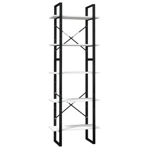 vidaXL 5-līmeņu grāmatu plaukts, 60x30x175 cm, priedes koks, balts
