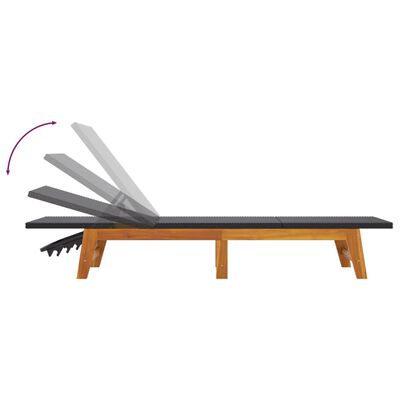 vidaXL sauļošanās zvilnis ar galdiņu, PE rotangpalma, akācijas koks