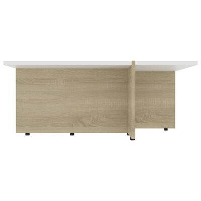 vidaXL kafijas galdiņš, balta un ozolkoka krāsa, 79,5x79,5x30 cm