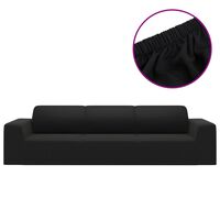 vidaXL elastīgs dīvāna pārvalks, četrvietīgs, melns poliesters