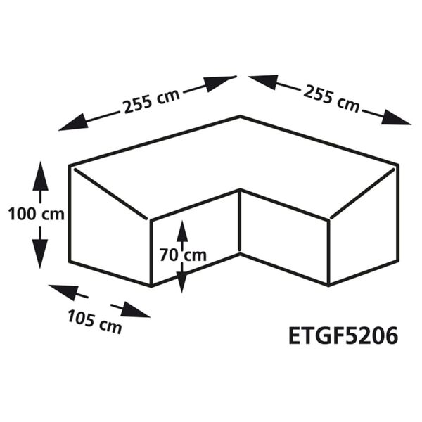 Eurotrail mēbeļu pārsegs, L-formas, 255x255x100/70 cm, pelēks
