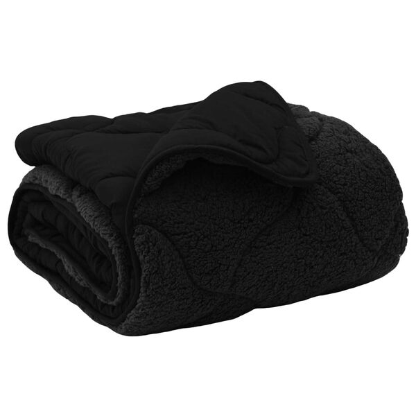 vidaXL Pilnas gada sega Melna 140 x 220 cm Mikrofibra un Teddy vilna