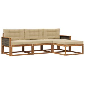 vidaXL Āra dīvānu komplekts ar spilvenu 4 pcs Dabisks un bē&scaron;s