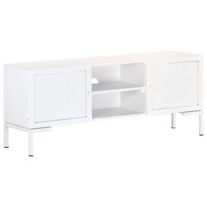 vidaXL TV skapītis, balts, 115x30x46 cm, mango masīvkoks
