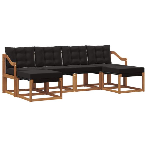 vidaXL Āra dīvānu komplekts ar spilvenu 6 pcs Dabīgs un melns