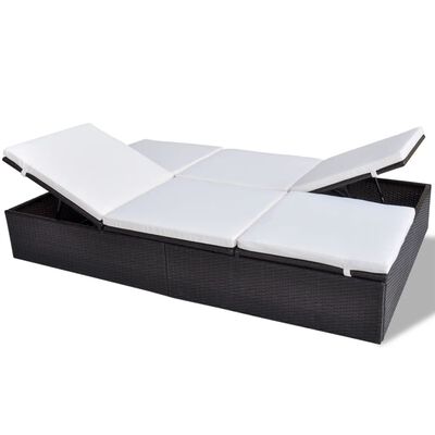vidaXL divvietīgs sauļošanās zvilnis ar matraci, brūna PE rotangpalma