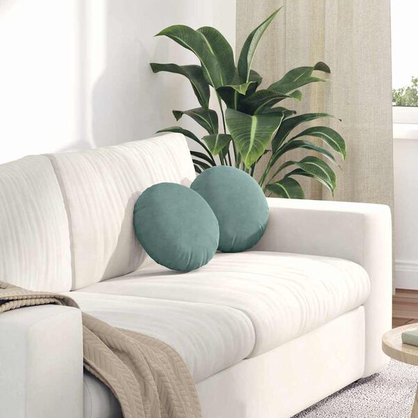 vidaXL Sēdvietas spilventiņi 2 pcs Jūras zaļa Ø 40 x 13 cm Samts