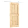 vidaXL Slīdo&scaron;ās durvis Dabisks un balts 90 x 210 cm Cieta priedes koks