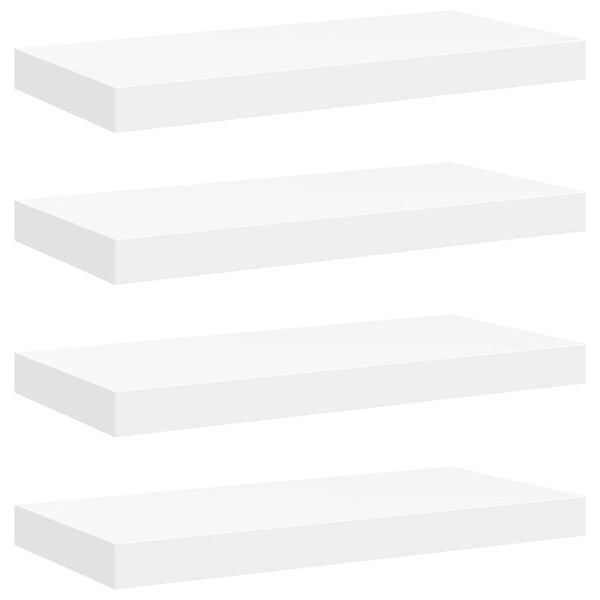 vidaXL sienas plaukti, 4 gab., balti, 50x23x3,8 cm, MDF