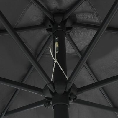 vidaXL saulessargs ar LED gaismiņām un alumīnija kātu, 270 cm, pelēks