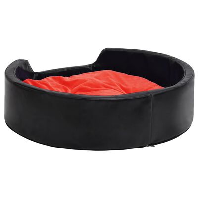 vidaXL suņu gulta, melna ar sarkanu, 99x89x21 cm, plīšs, mākslīgā āda