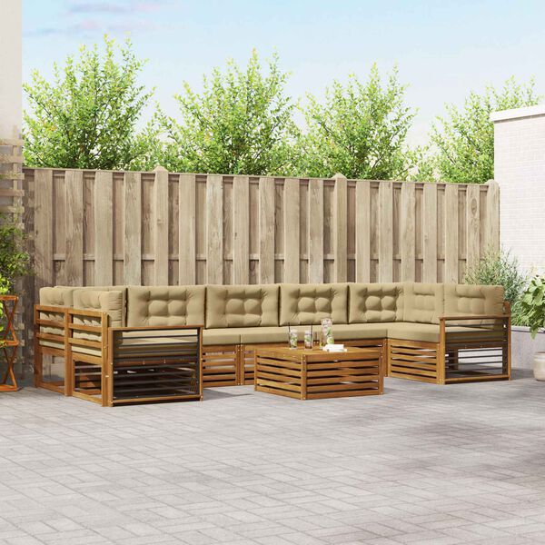 vidaXL Āra dīvānu komplekts ar spilvenu 8 pcs Dabisks un bē&scaron;s