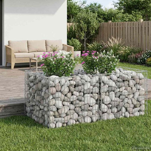vidaXL Gabions pacelta gulta Sudraba 100 x 100 x 60 cm Cinkots tērauds