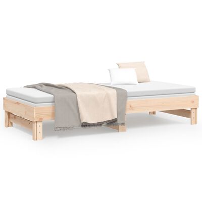 vidaXL izvelkama gulta, 2x(100x200) cm, priedes masīvkoks
